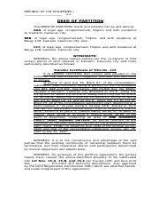 Image result for Deed of Partition Sample