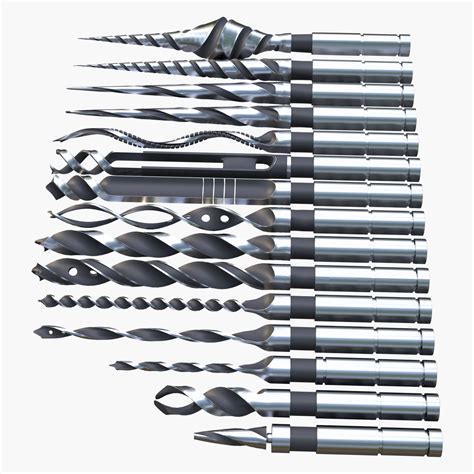 Drill Bit Set Industrial 15 Types - 3D Model by Zurel