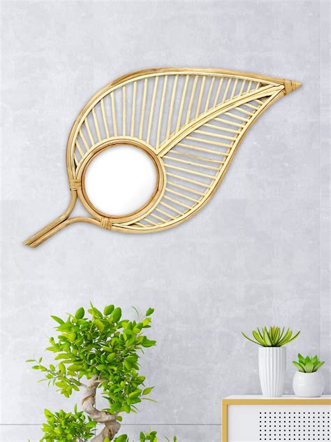 Leaf Shape Rattan Wall Mirror - Bamboo Rattan Mirror – Habere India