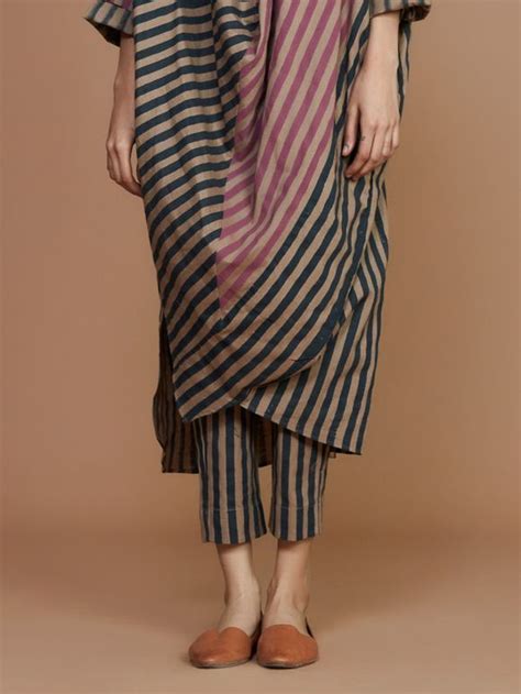 Buy Brown Striped Cotton Pleated Pants | MT-NHERA-PANT-BROWN/MATI16MAR ...
