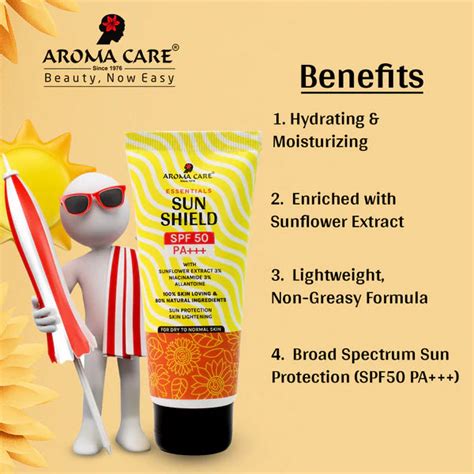 Aroma Care Essentials Sun Shield SPF 50 PA+++ (For Dry To Normal Skin ...