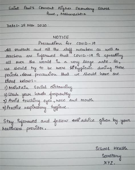 suppose you are the Secretary of your school health club. Write a ...