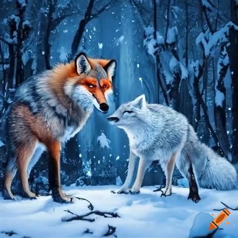 Wolf and beaver fighting in the mountains on Craiyon