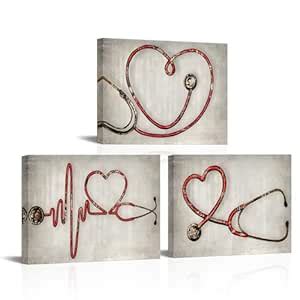 Biuteawal 3 Piece Medical Wall Art Stethoscope Paintings Canvas Print ...