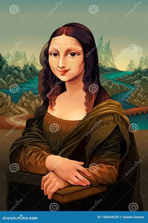 Interpretation of Mona Lisa, Painting by Leonardo Da Vinci Stock Vector ...