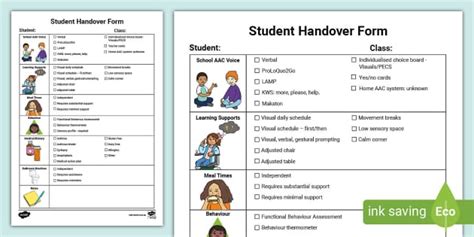 SEN Student Handover Form | Inclusive Education | Australia