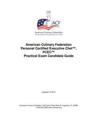 Fillable Online acfchefs American Culinary Federation Personal ...