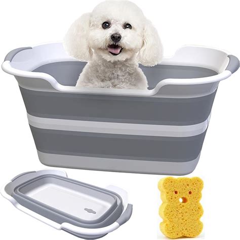 Amazon.com: Multi-Functional Collapsible Dog Bathtub with Brush ...