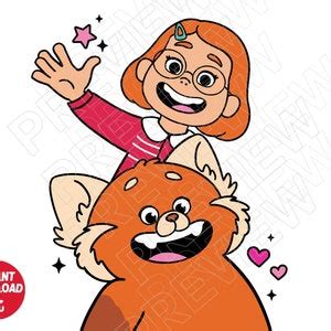 Buy Turning Red Mei Lee Clipart SVG Png , Cut File Layered by Color Red ...