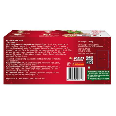 Buy Best Dabur Red Toothpaste (Buy 3 Get 1 Free) | Fluoride-Free ...