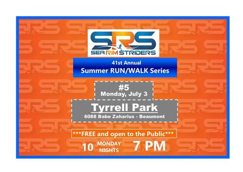 2023 - 5th FREE Summer Run/Walk Series - Tyrrell Park (Beaumont ...