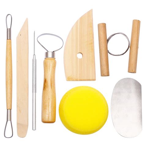 8-Piece Pottery Tool Kit Wooden Pottery Clay Wax Tool Kit Carving ...