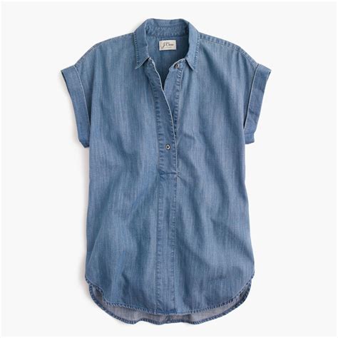 This classic chambray popover is finished with cuffed sleeves and a ...