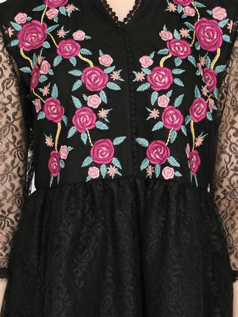 Enchanted Blossom Floral Embroidered Net Dress – Ethnichic