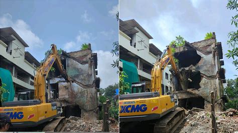 Navi Mumbai News: NMMC Demolishes Dilapidated Building On Parsik Hill ...