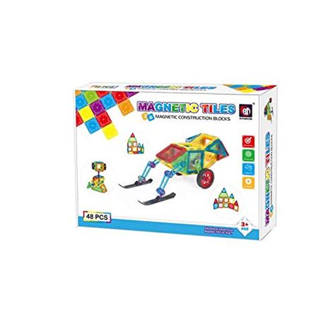 Buy worbax magnetic-tiles 48-piece clear colors deluxe set, the ...