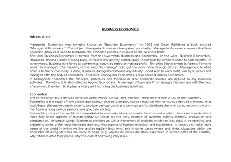 BE UNIT 1 PART 1 - Notes of Business Economics for unit 1 - BUSINESS ...