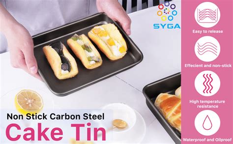 Buy SYGA 1 Piece Square Non Stick Carbon Steel Cake Tin_Black Online at ...