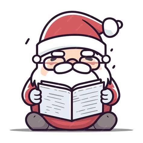 Premium Vector | Santa claus reading a book cute cartoon character ...