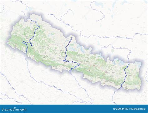 Physical Map of the Country of Nepal Colored Stock Illustration - Illustration of plan ...