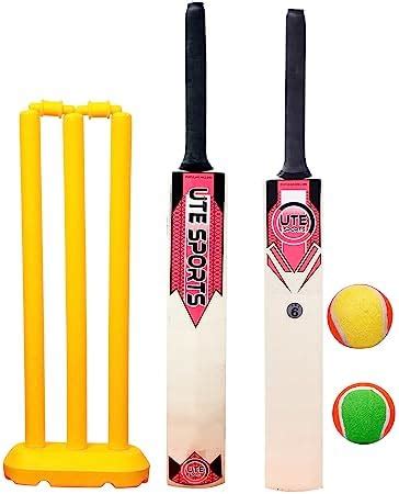 Buy Kids Zone Heavy Grade Strong Wood Cricket Bat with Plastic Wicket ...