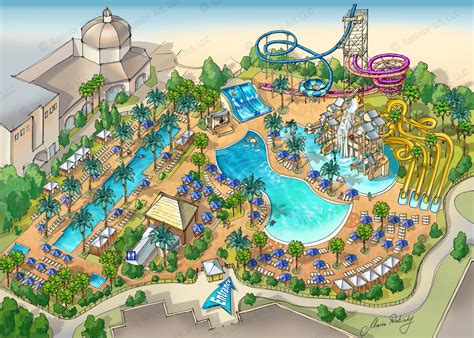 Gaylord Palms Resort Pool Area Map Illustration