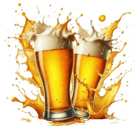 Two Beer Glasses With Splash Isolated On White Background, Two Beer ...