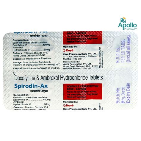 Spirodin Ax Tablet 10s Price, Uses, Side Effects, Composition - Apollo ...