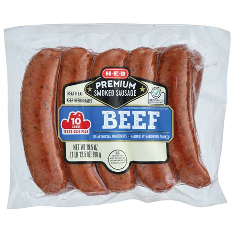 H-E-B Premium Beef Smoked Sausage Links - Texas-Size Pack - Shop ...