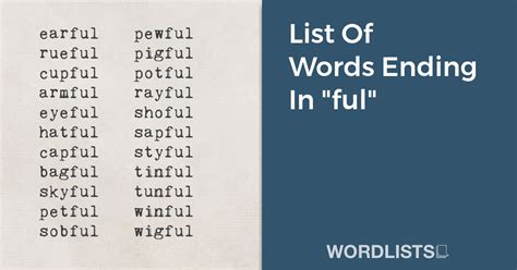 List Of Words Ending In "ful"
