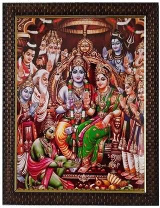 SVC Handicrafts Ram Darbar Sita Ramula kalyanam Synthetic Wood Photo ...