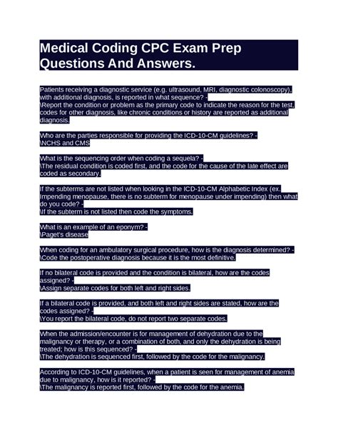 Medical Coding Exam Questions 的图像结果