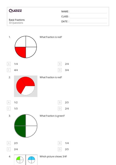 50+ Fraction Models worksheets for 1st Class on Quizizz | Free & Printable