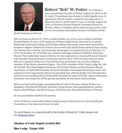Cedar Rapids Scottish Rite - Obituaries