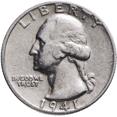 Монета США 25 центов (квотер, 1/4 доллара, quarter dollar) 1941 ...