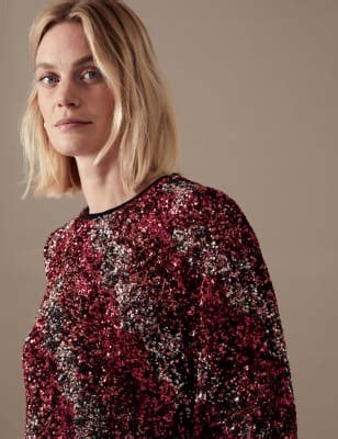 Sequin Embellished Round Neck Blouse