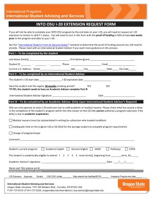 Fillable Online oregonstate Into osu i-20 extension request form ...