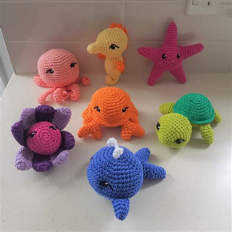 Hand Crocheted Set of Sea Creatures