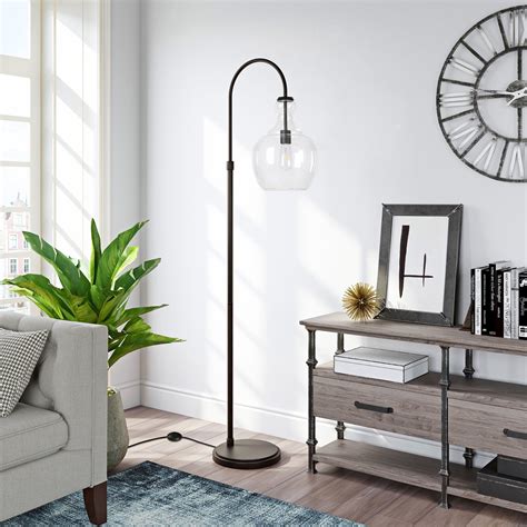 Evelyn&Zoe Verona Modern Farmhouse Metal Arc Floor Lamp, Black ...