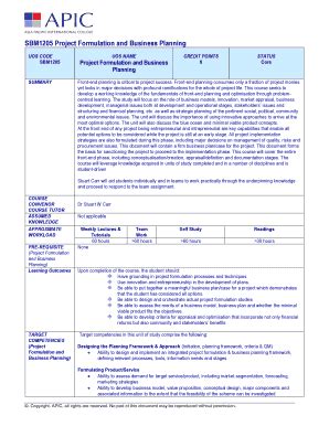 Fillable Online SBM1205 Project Formulation and Business Planning Fax ...