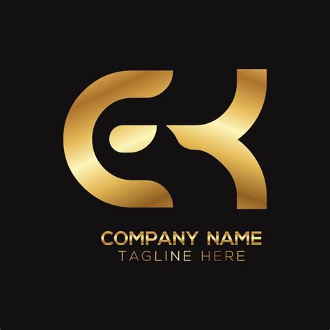 Création de logo de lettre EK métallique doréxA | Vecteur Premium