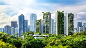 City skyline green roof vertical garden representing sustainable ...