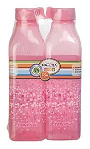 Nayasa Square DLX Plastic Fridge Water Bottle 1000 ml Set of 2 Pink ...