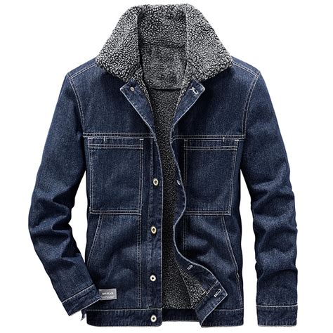 Men's Winter Sherpa Lined Denim Jacket Windbreaker Trucker Jacket ...