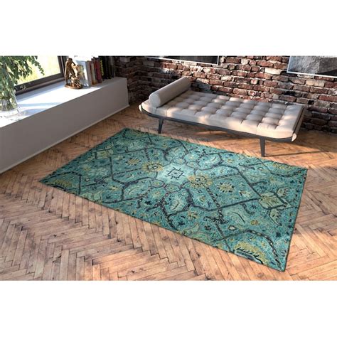 Kaleen Chancellor 10 x 14 Wool Blue Indoor Floral/Botanical Bohemian ...