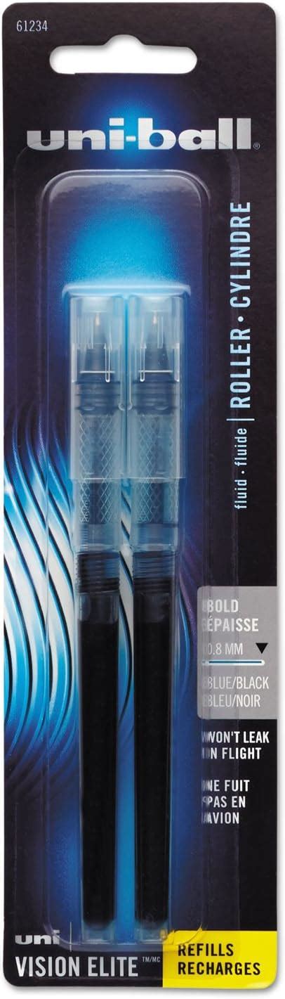uni-ball Vision Elite Pen Refills, Bold Point, Blue-Black Ink, Pack of ...