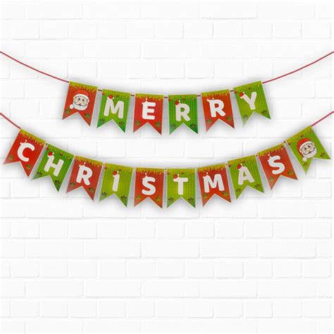 Buy PartyCorp Merry Christmas with Santa Head Printed Wall Banner ...