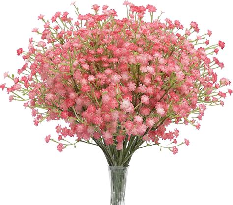 Amazon.com: N&T NIETING Pink Baby Breath Flowers, 30Pcs Fake Gypsophila ...