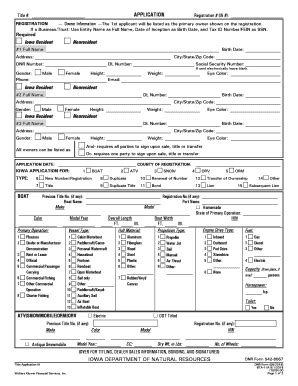 Fillable Online BTA-1-IA. TITLE APPLICATION BOAT IA Fax Email Print ...