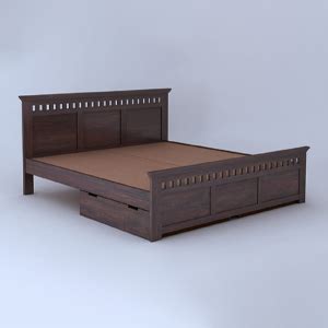 TG Furniture Sheesham Wood Armania Queen Size Bed with 2 Drawer Storage ...